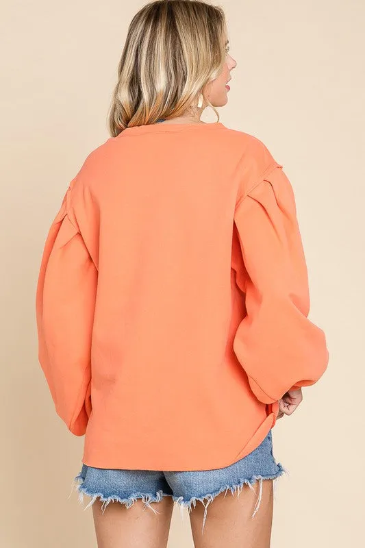 Burnt Orange Loose Fit Bubble Sweatshirts