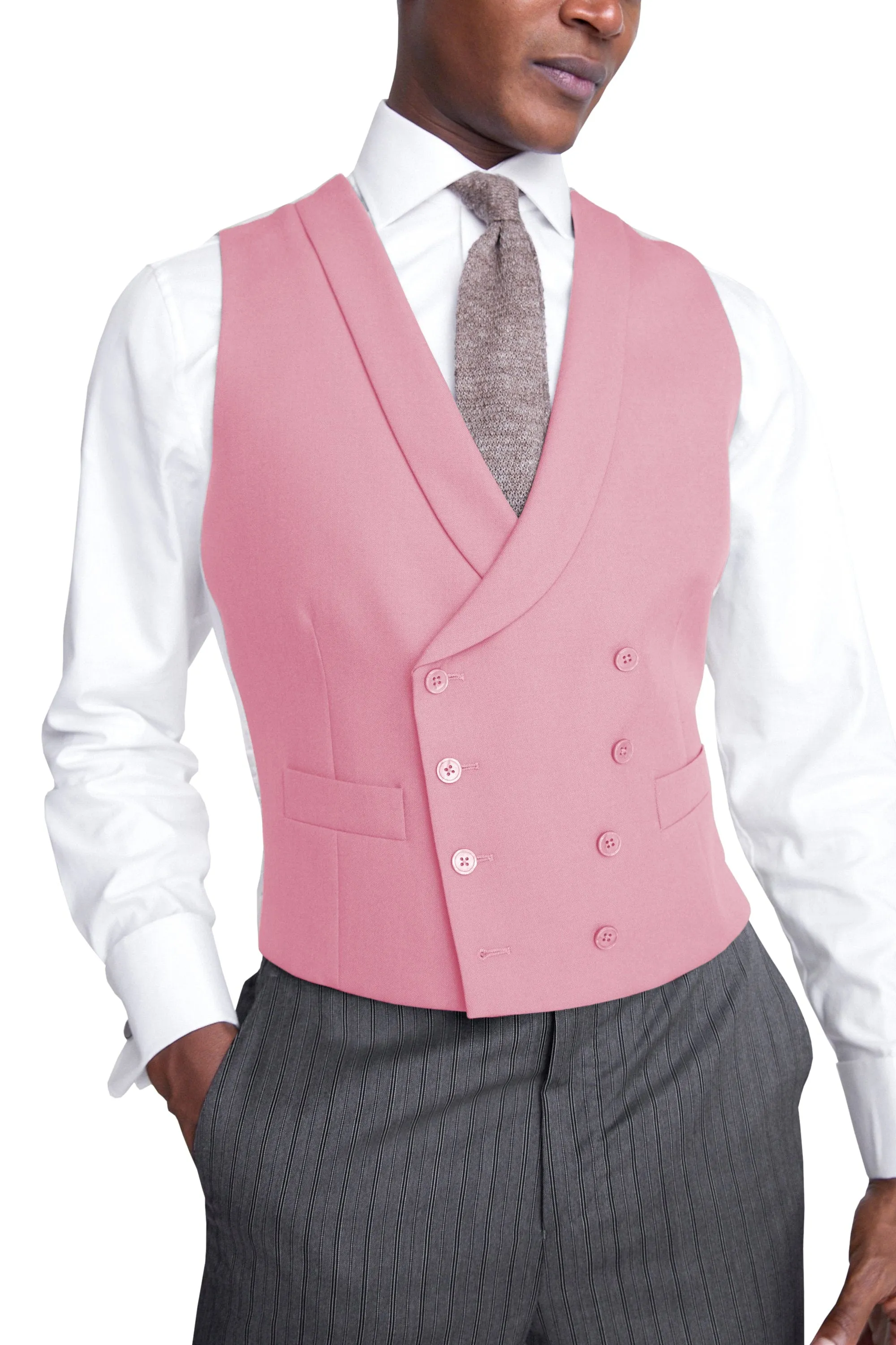 Business Casual Double Breasted Shawl Lapel Men Vest