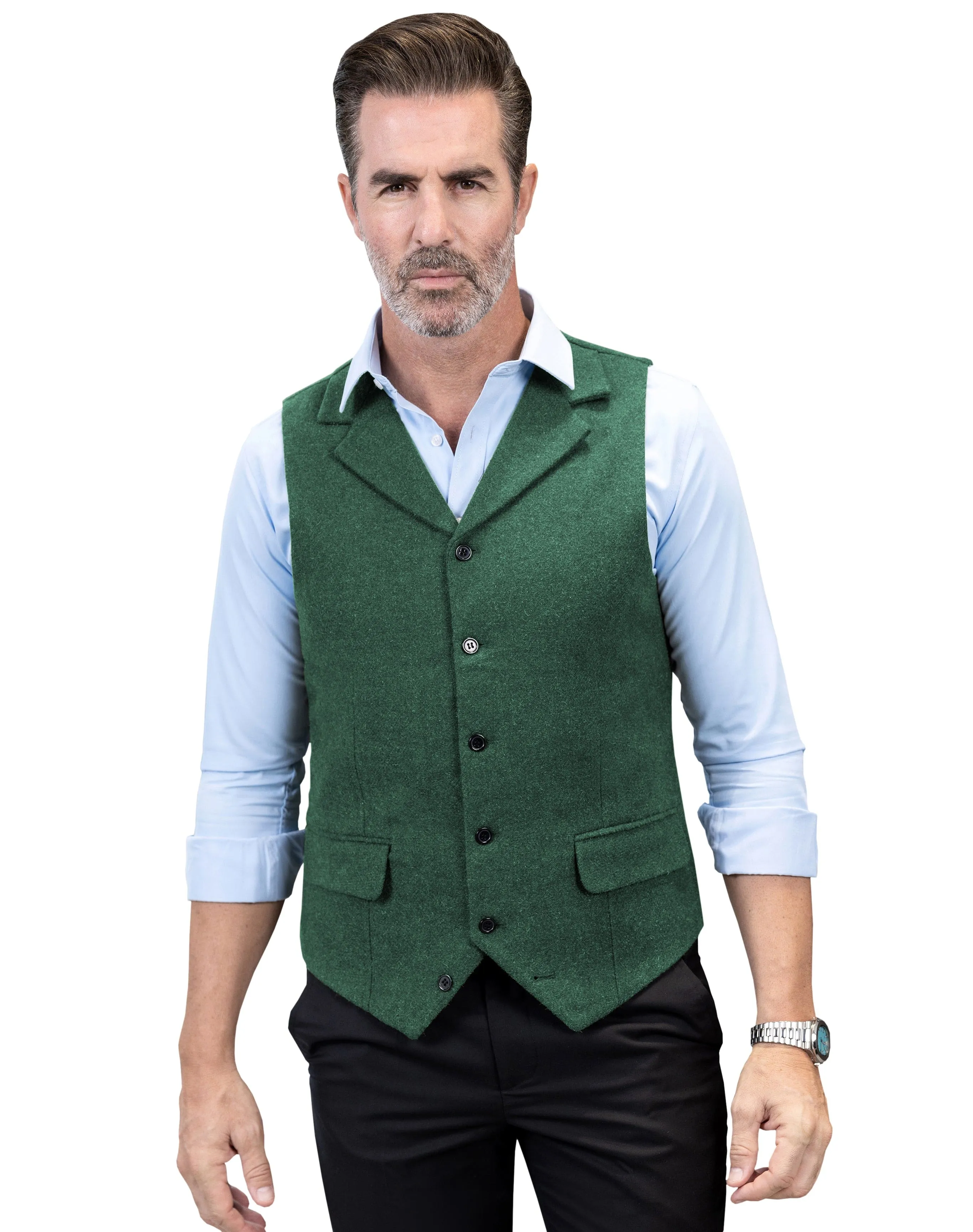 Business Casual Single Breasted Notch Lapel Mens Vest