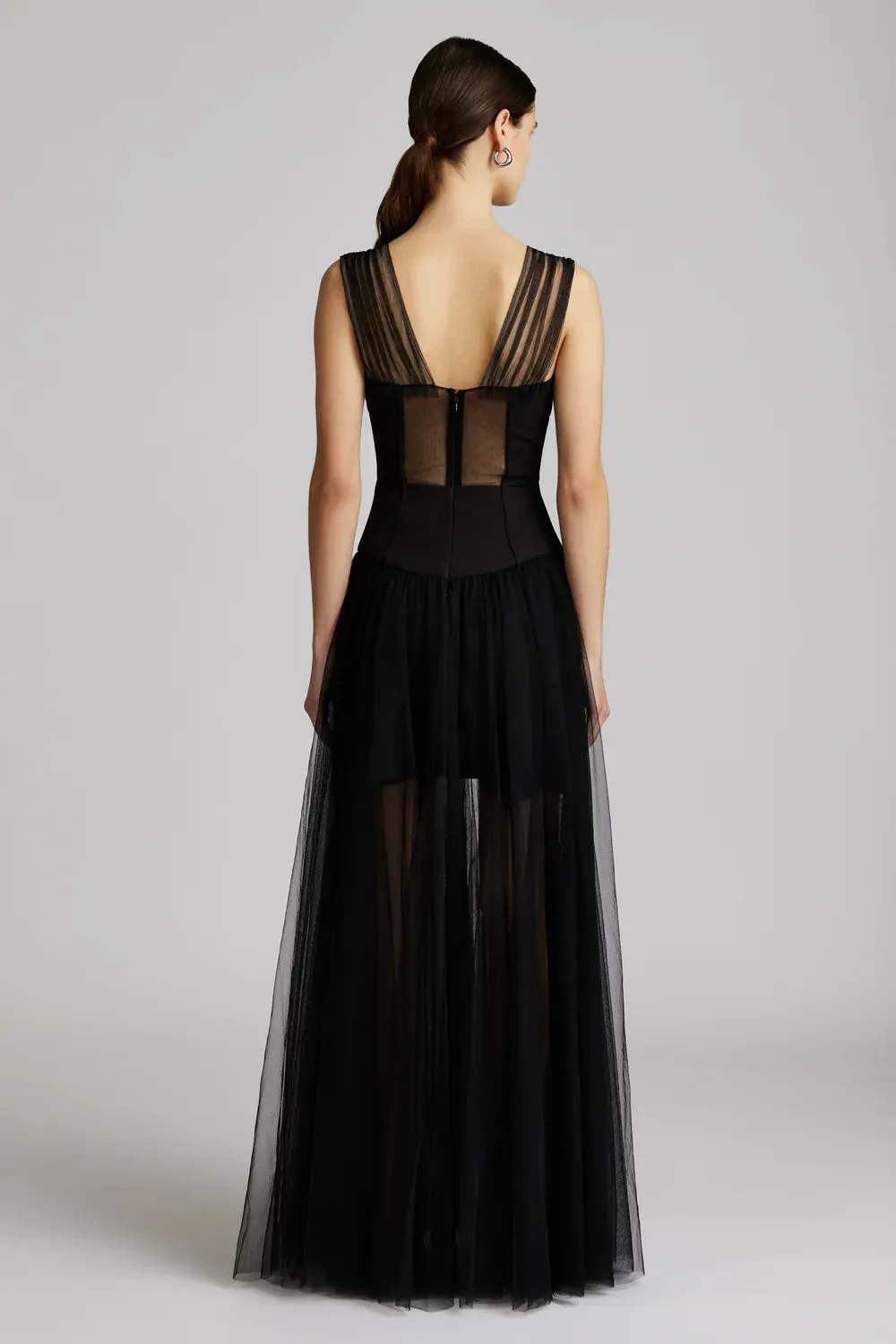 Bustier Tulle Gown - Black