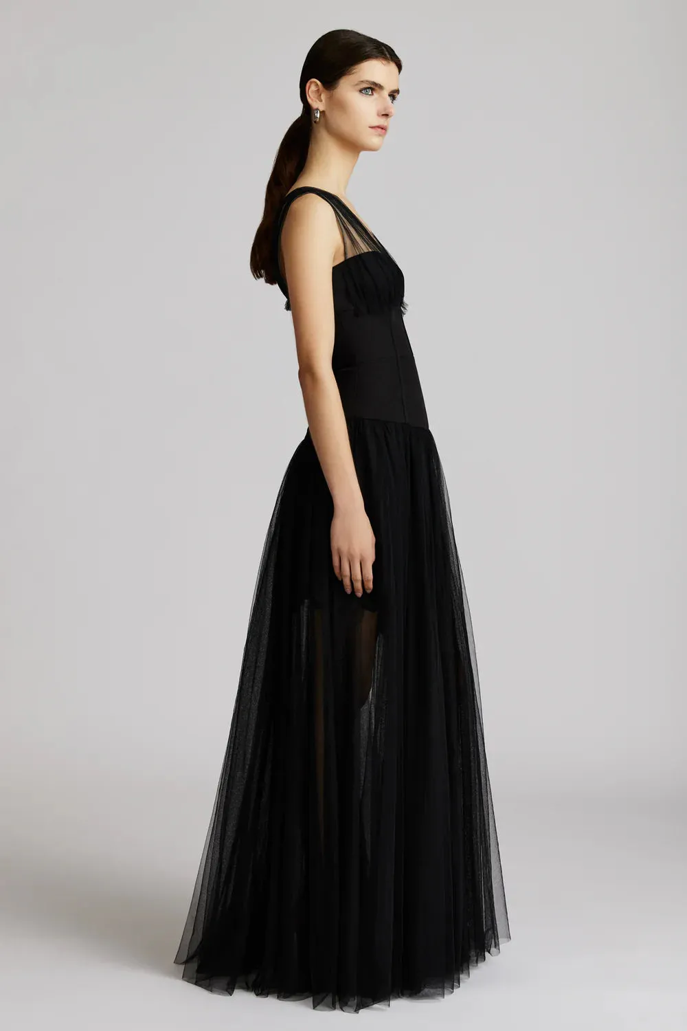 Bustier Tulle Gown - Black