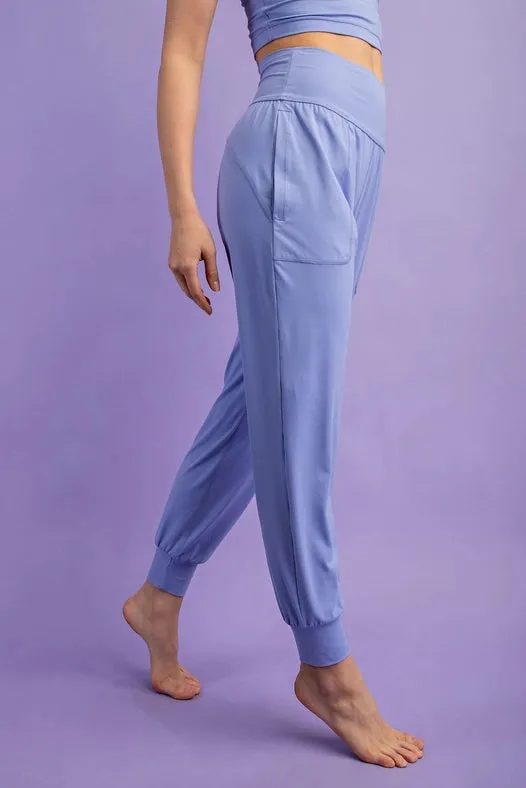 Butter Soft Joggers with Pockets Blue Hyacinth