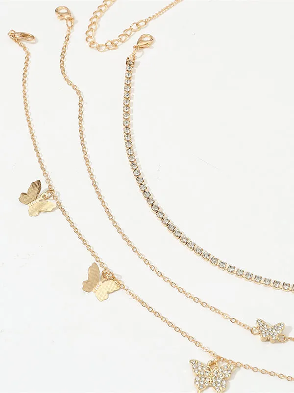 Butterfly Shape Chains Triple Layered Waist Chain Accessories