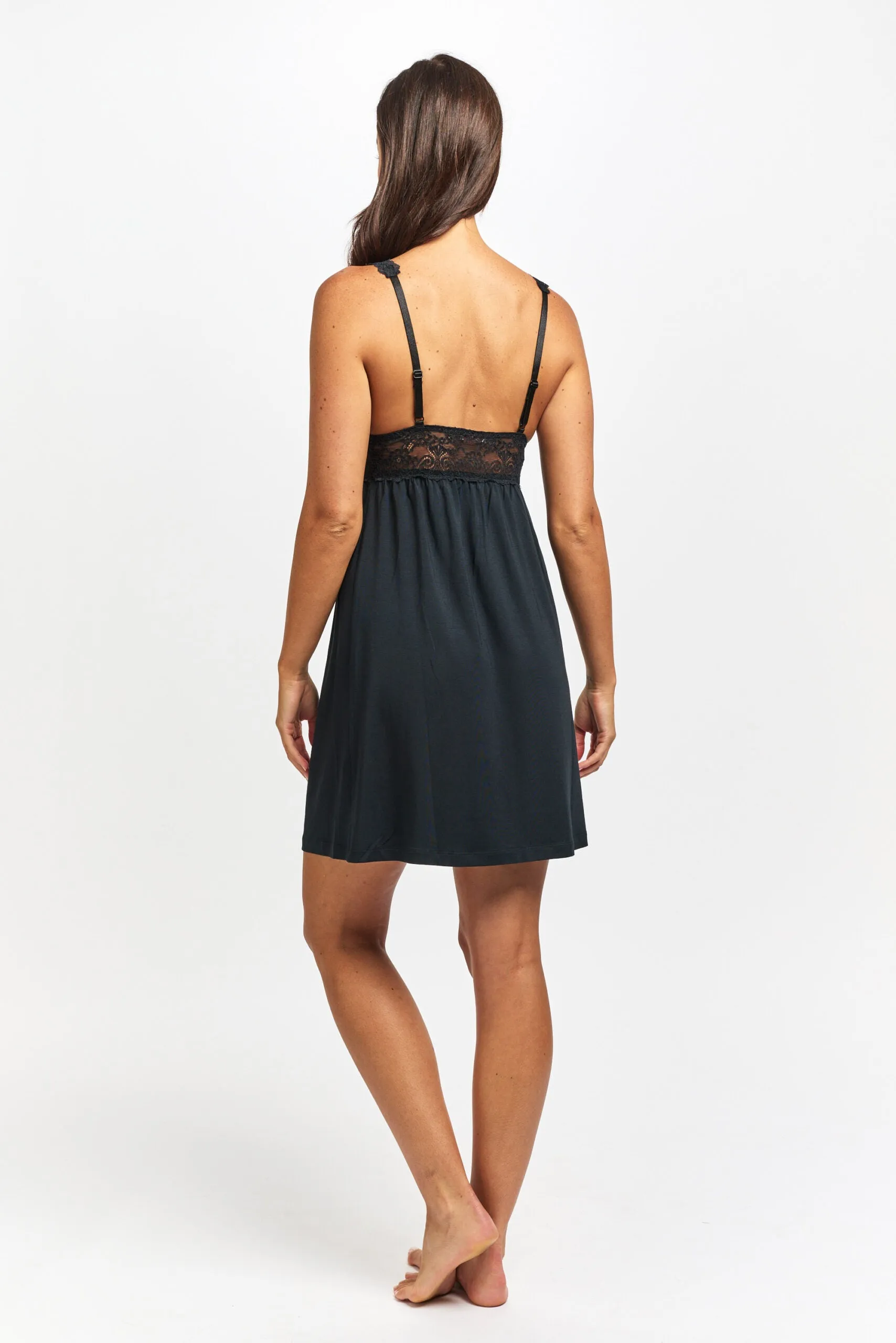 Butterfly Short Nightdress Black