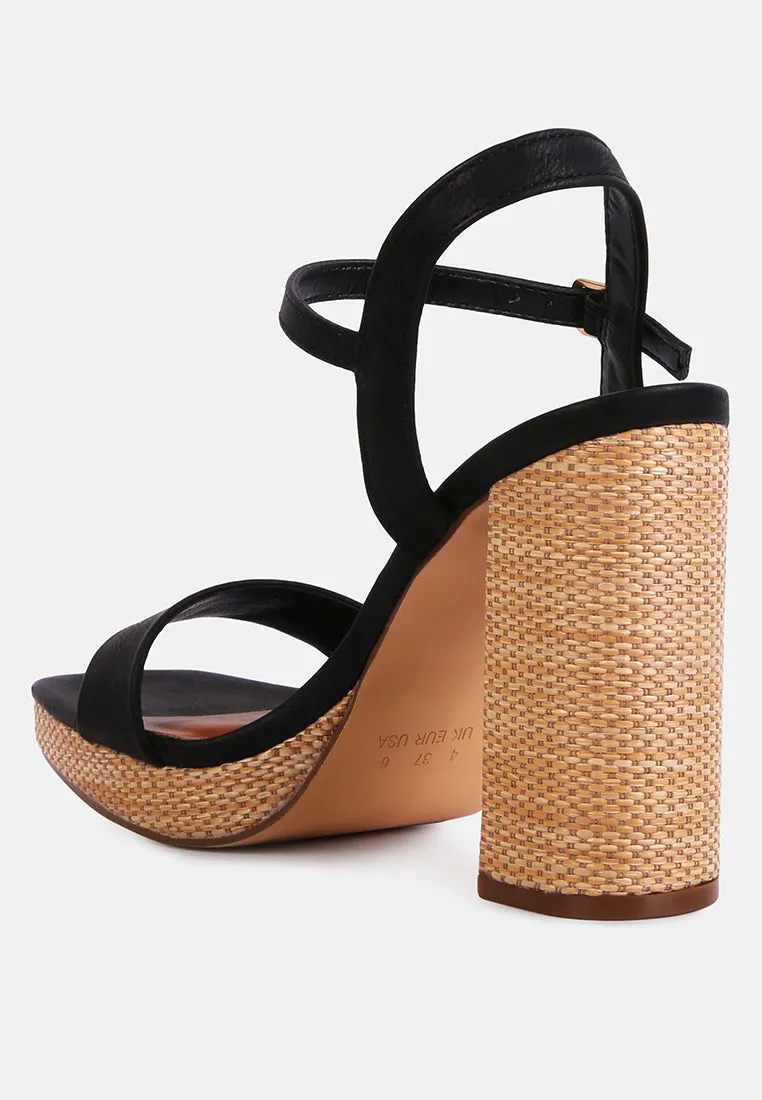 Buxor Woven Textured High Block Heeled Sandals