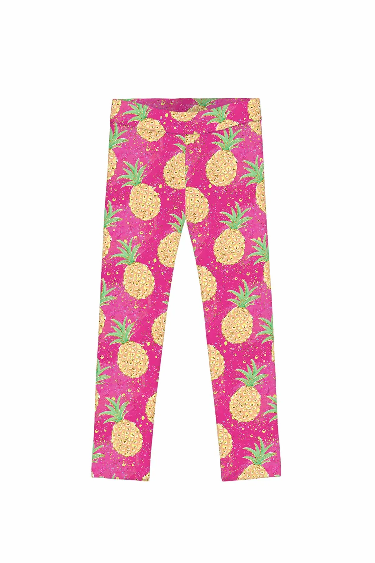 BUY 1 GET 4 FREE! Piña Colada Lucy Pink Pineapple Print Summer Leggings - Kids