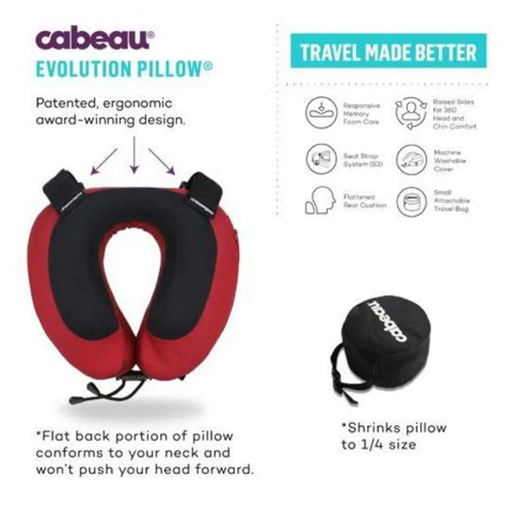 Cabeau Evolution® S3 Memory Foam Neck Travel Pillow Red