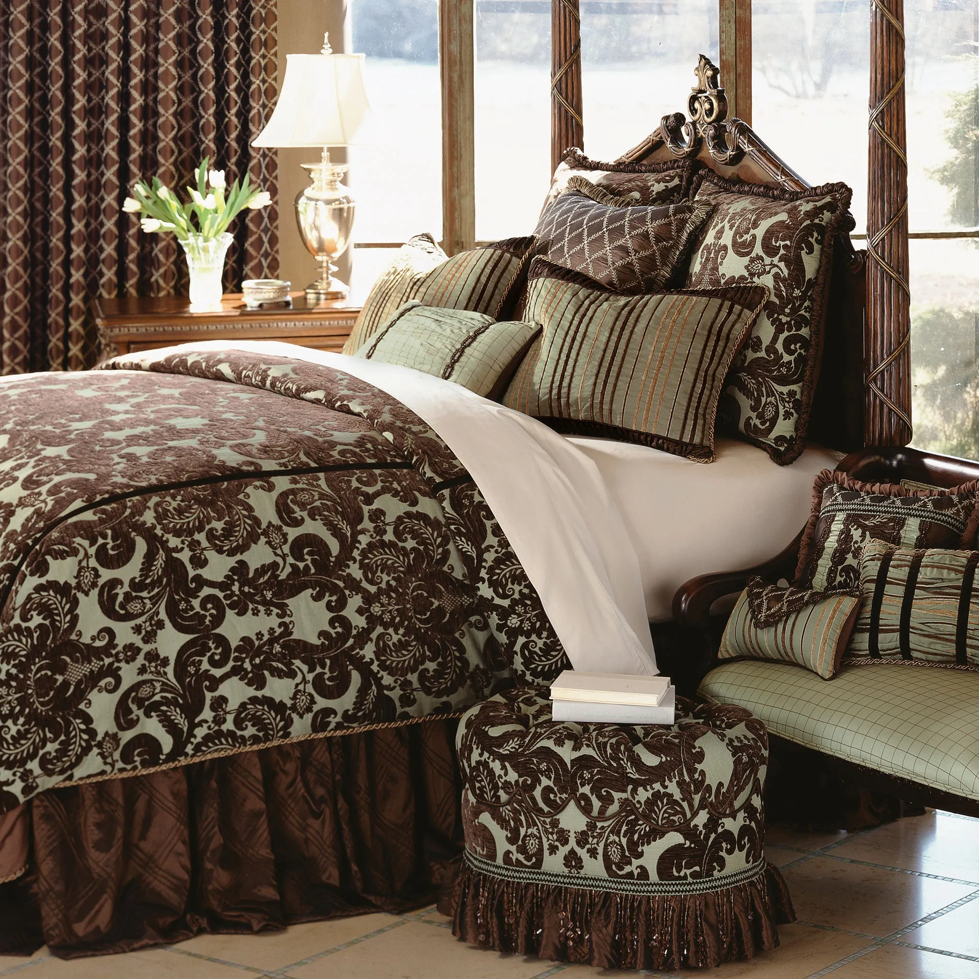 Cadbury Brown Ruffled Bed Skirt (Queen 60x80)