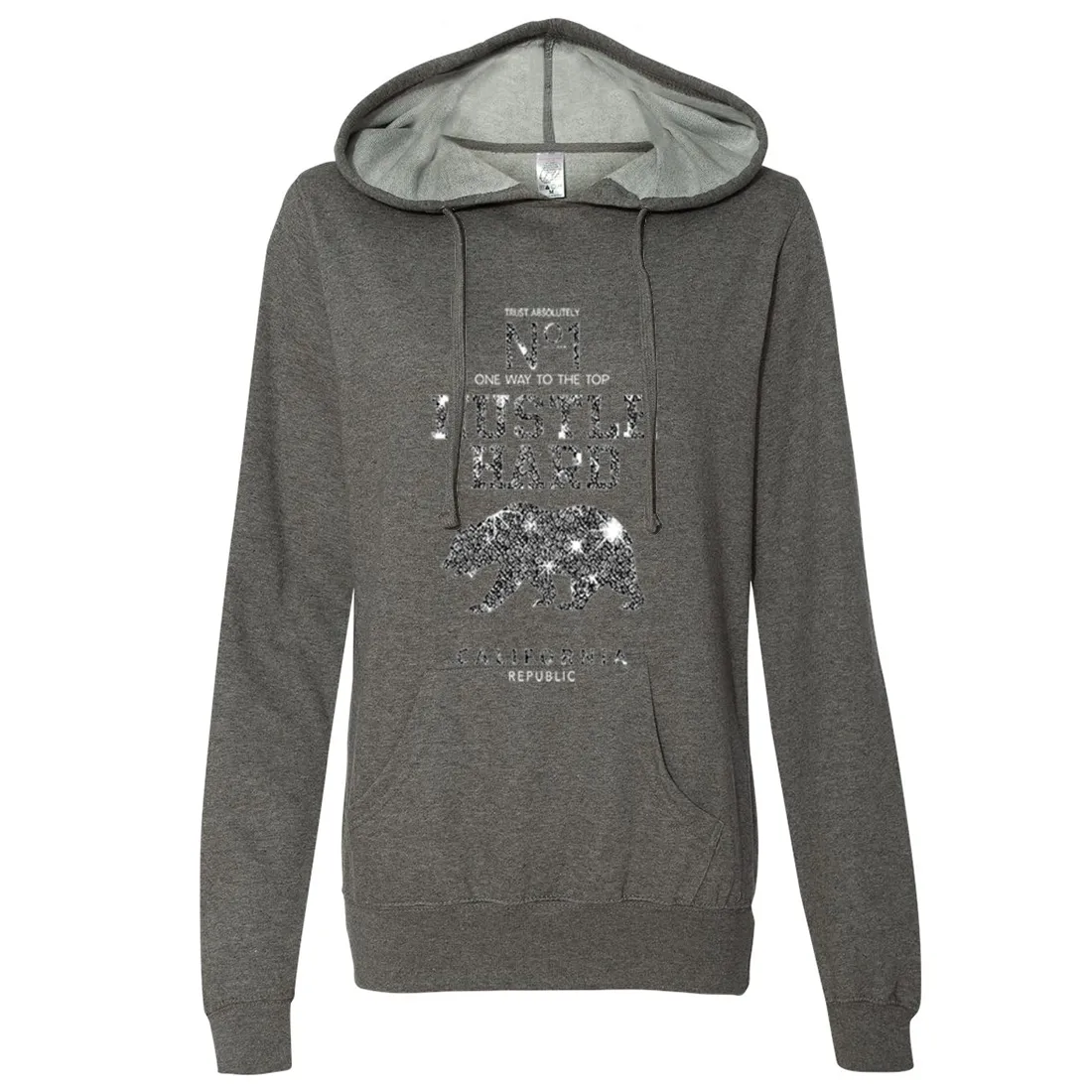 California Hustle Hard Sparkle Ladies Lightweight Fitted Hoodie