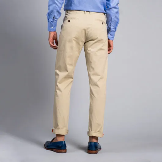 Calm Camel Light Beige Cotton Lycra Stretch Chinos