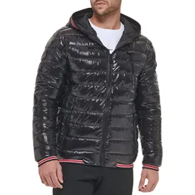 Calvin Klein Men's Hooded Super Shine Puffer Jacket, Black, Small