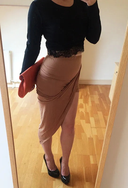 Camel Asymmetric Cassie Skirt