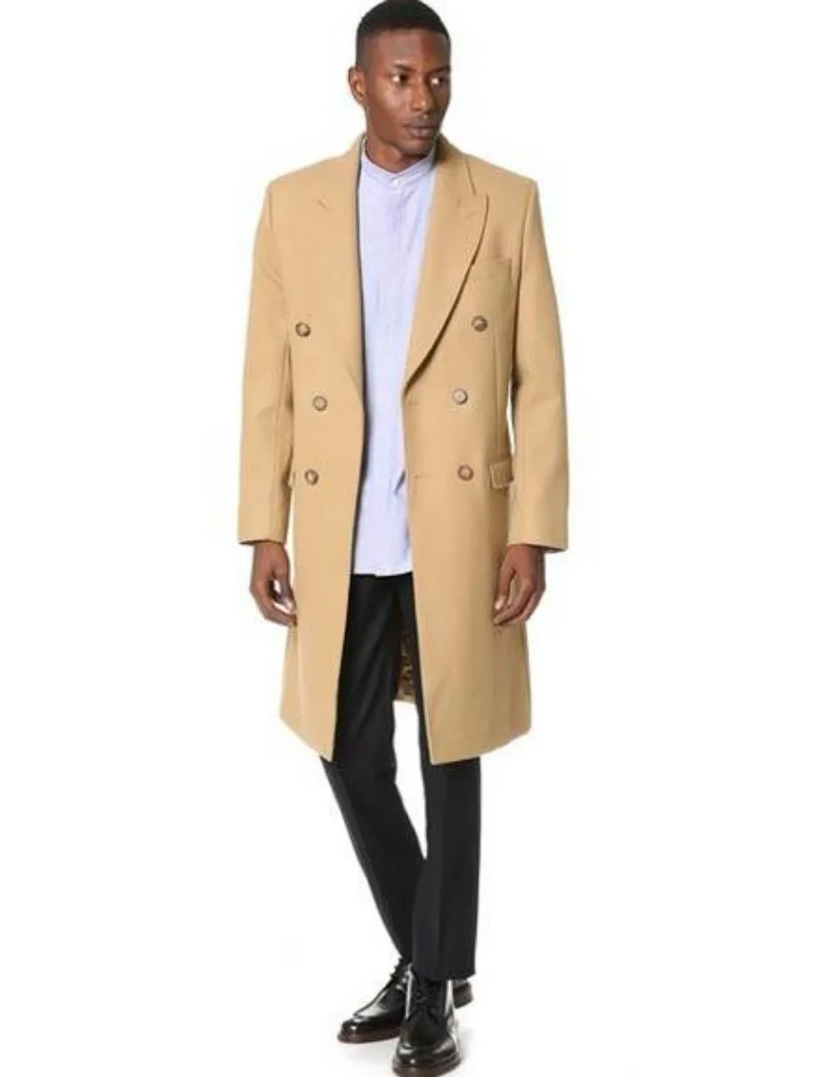 Camel Hair Top Coat - Double Breasted Coat - Big and Tall Peacoat - Top coats For Men