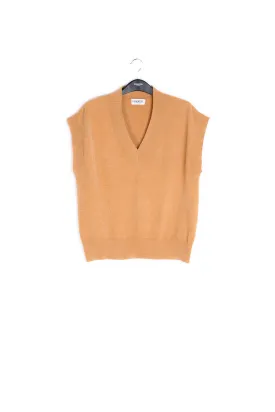 Camel sleeveless knitted vest