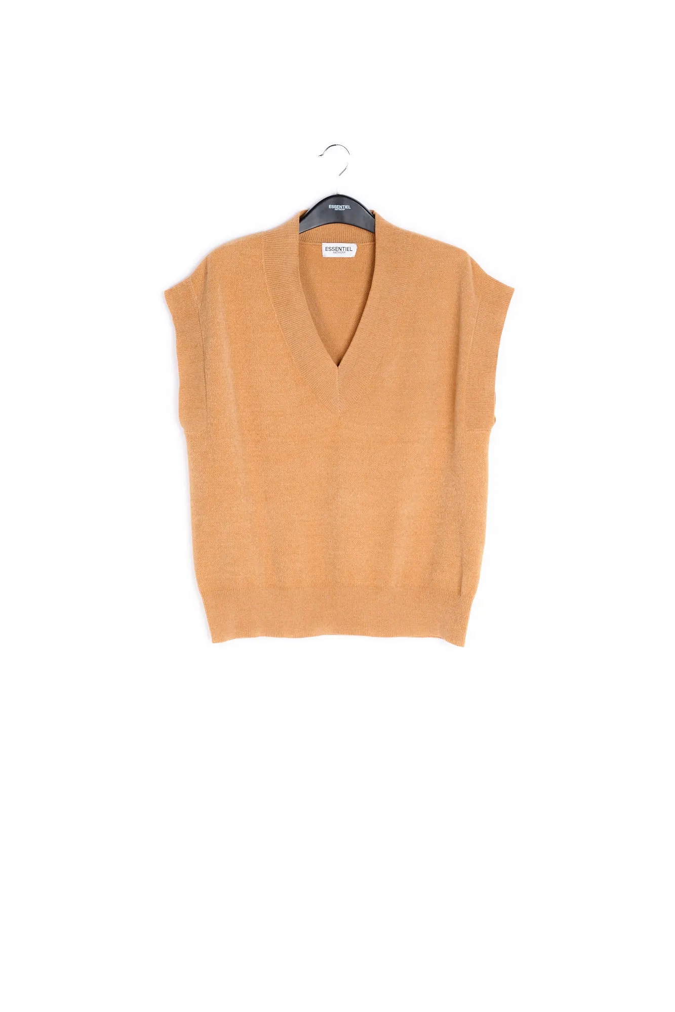 Camel sleeveless knitted vest