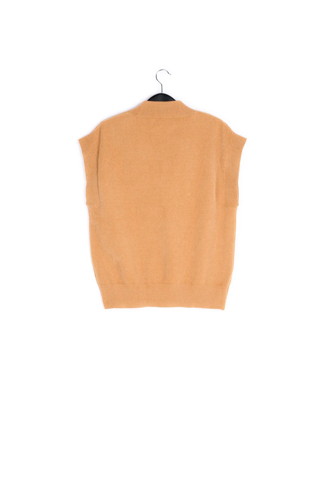 Camel sleeveless knitted vest