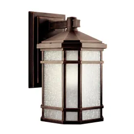 Cameron 14 In 1-Light Outdoor Wall Light With Satin Etched Linen Glass, Bronze Finish