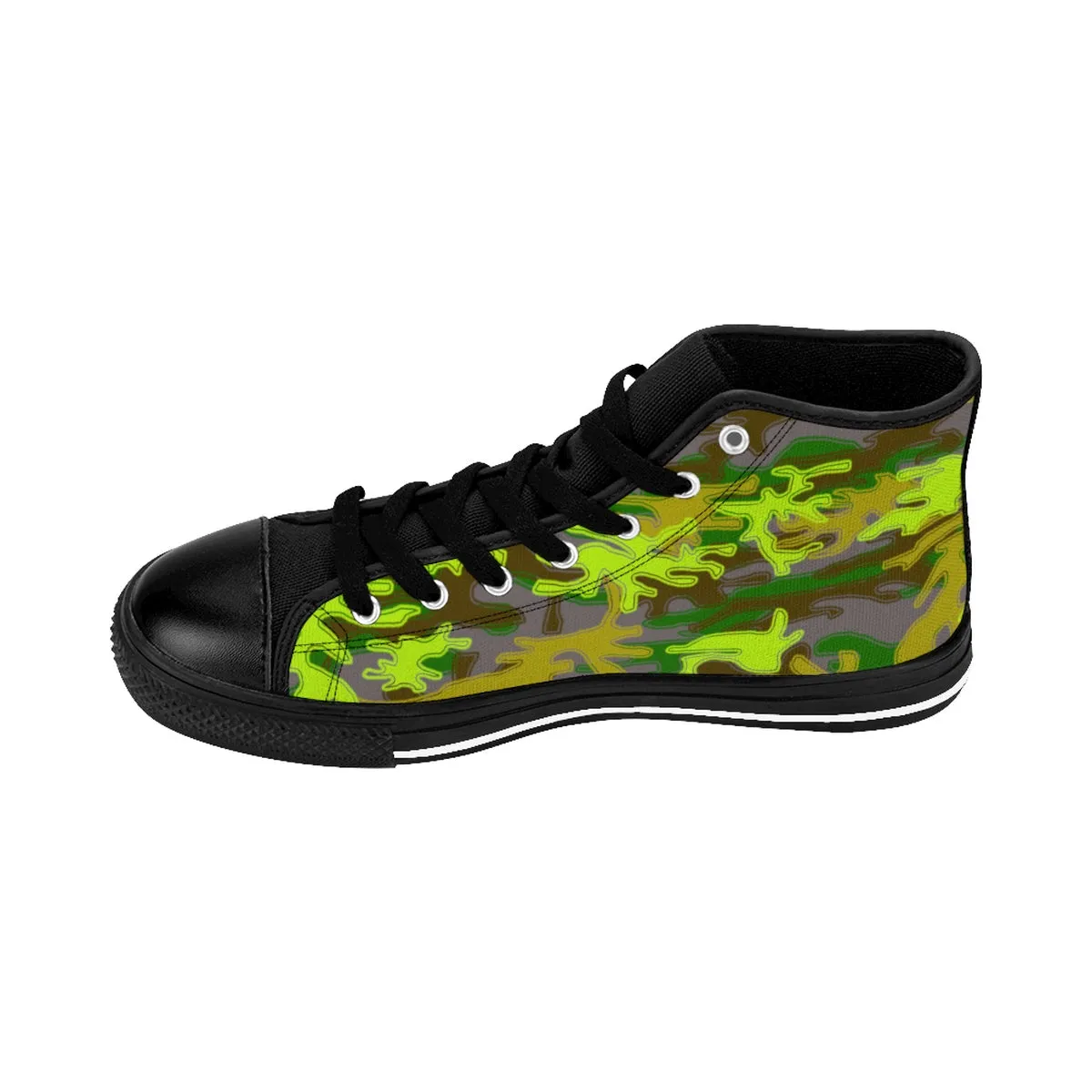 Camouflage Men's High Tops, Gray Green Army Military Print Men's High-top Sneakers Tennis Shoes