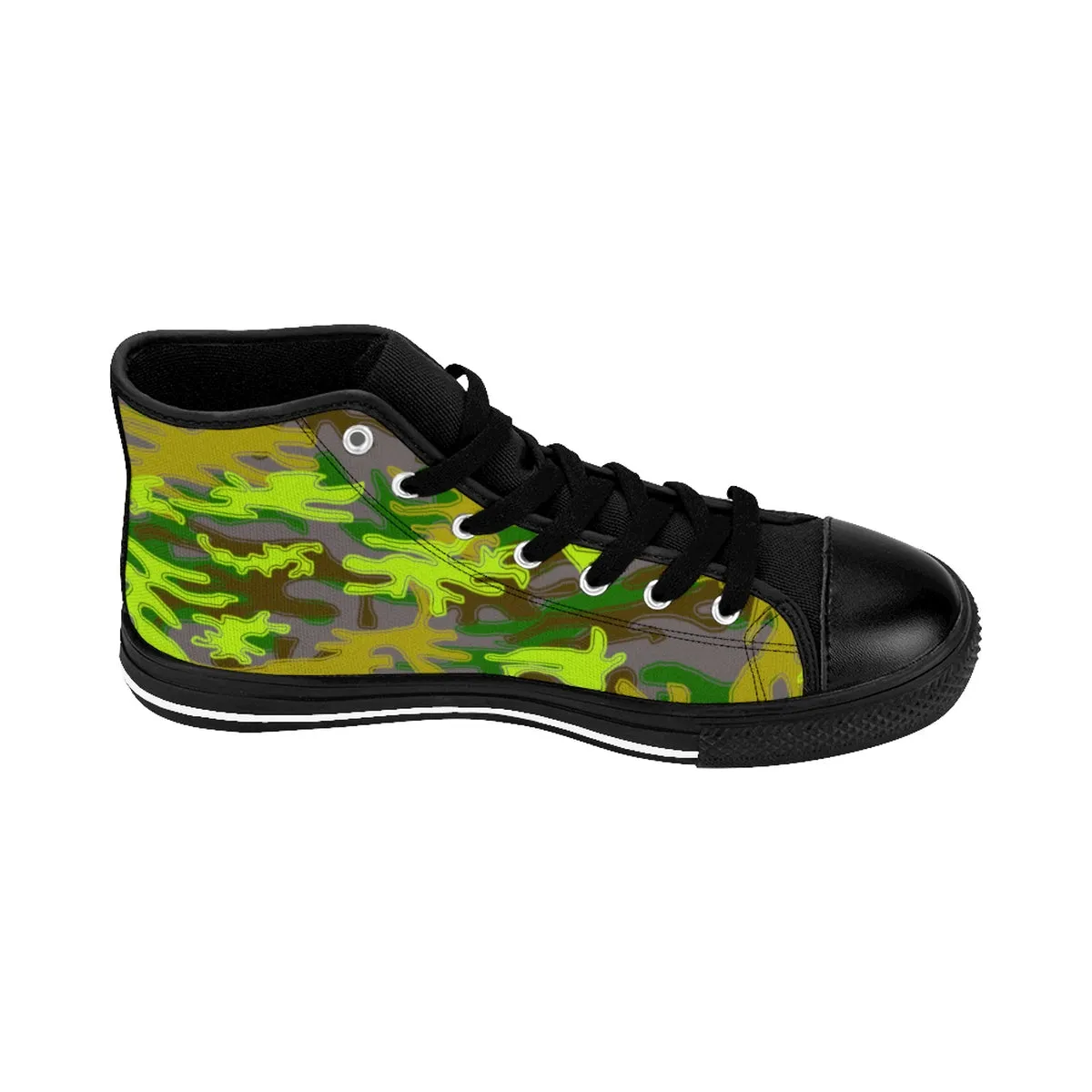 Camouflage Men's High Tops, Gray Green Army Military Print Men's High-top Sneakers Tennis Shoes