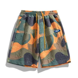 CAMOUFLAGE SHORTS LETTER JACQUARD COUPLE'S FIVE PIECE SHORTS BEACH PANTS