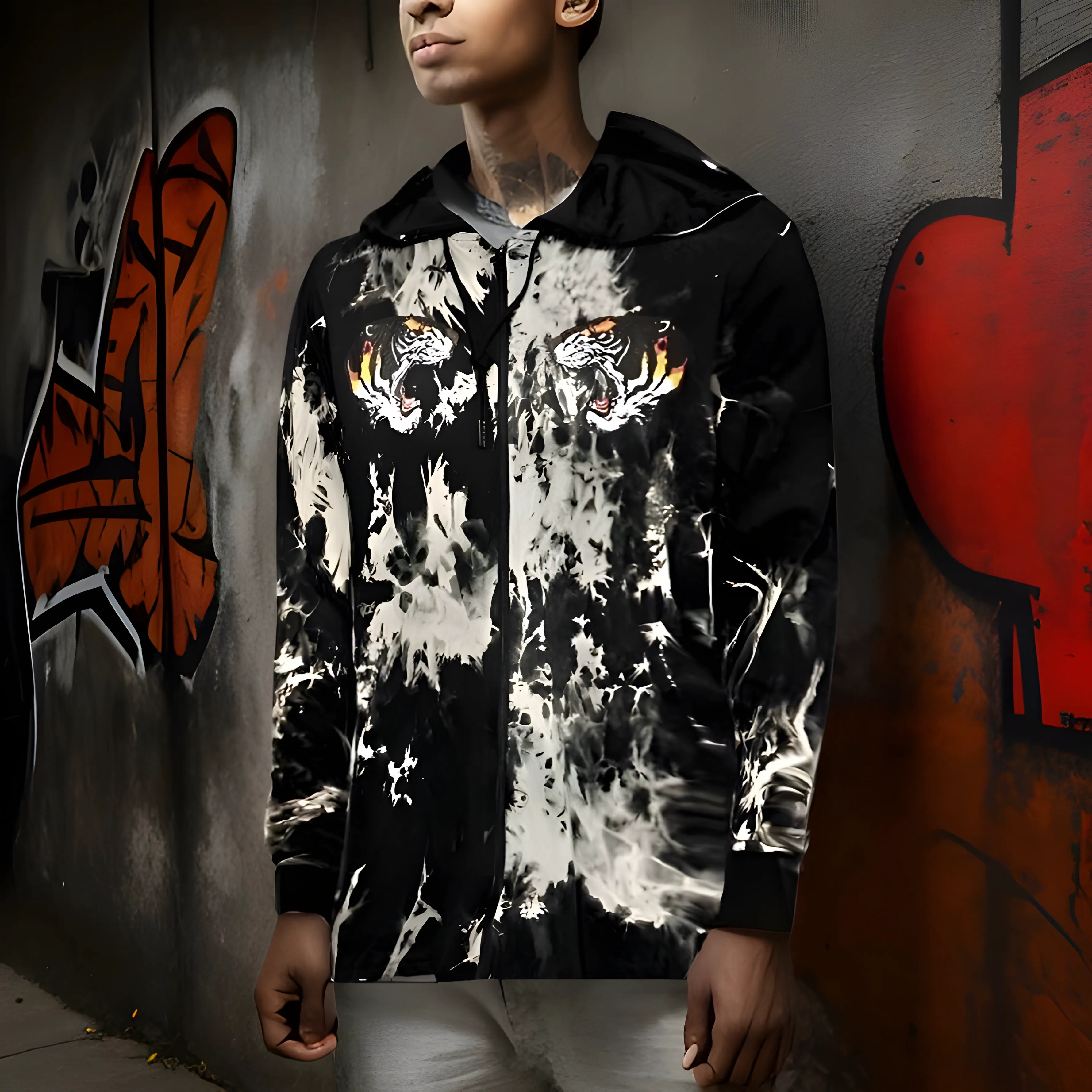 ^CAMP CLOTHING CO.^ *FLYING TIGERS* TIE DYE LIGHT WEIGHT ZIP UP HOODIES