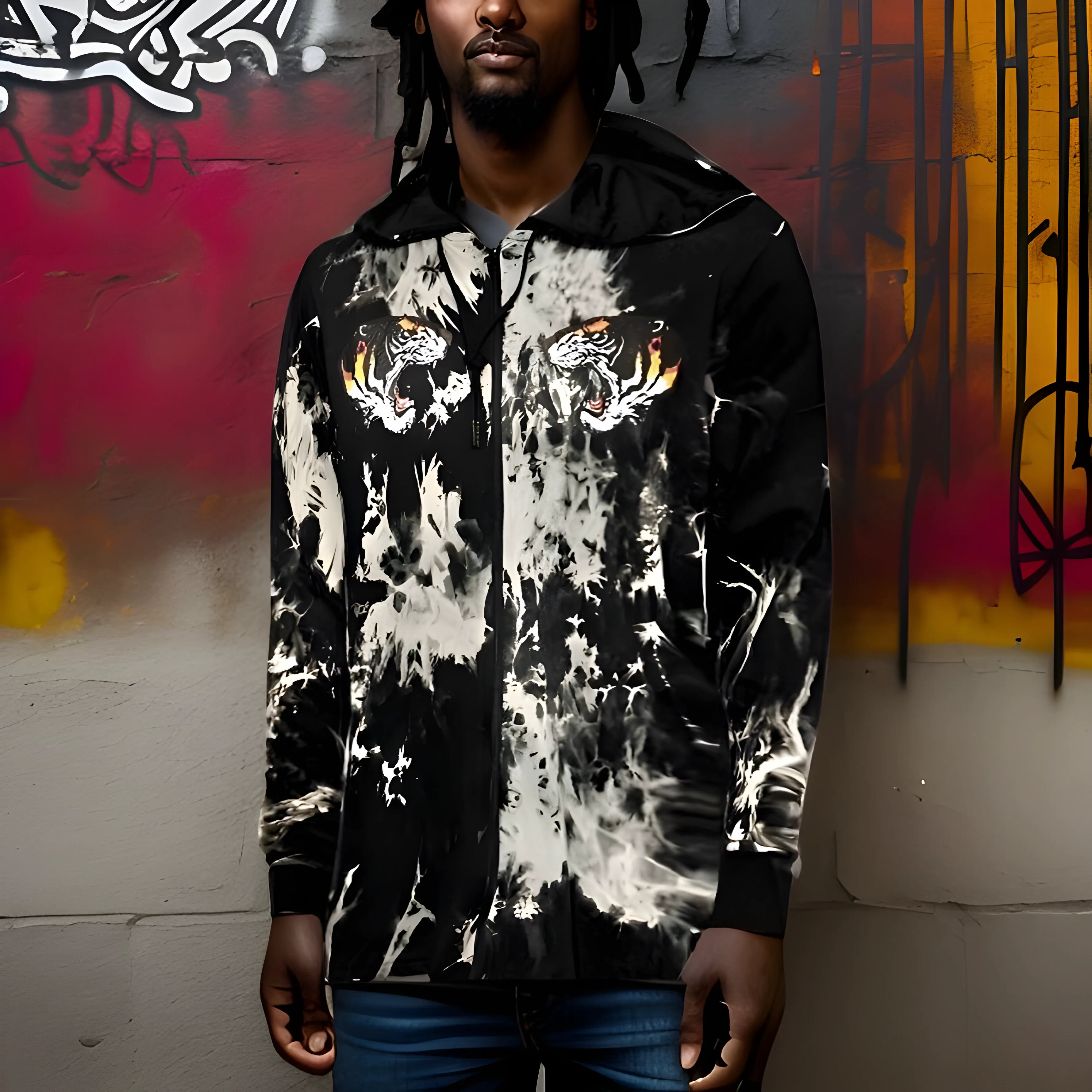 ^CAMP CLOTHING CO.^ *FLYING TIGERS* TIE DYE LIGHT WEIGHT ZIP UP HOODIES