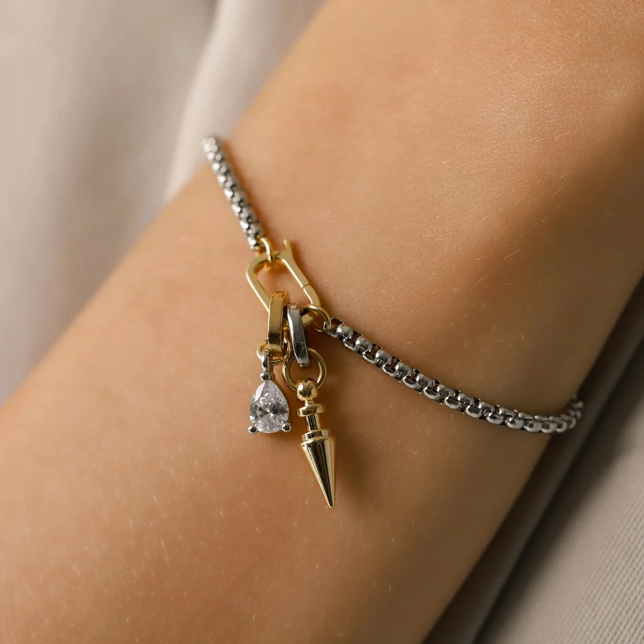 CAN OPENER SPIKE CHARM BRACELET