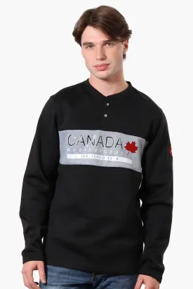 Canada Weather Gear Fleece Henley Sweatshirt - Black