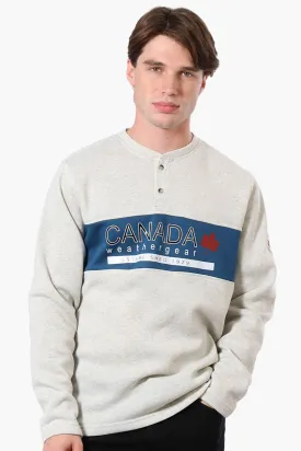 Canada Weather Gear Fleece Henley Sweatshirt - Stone