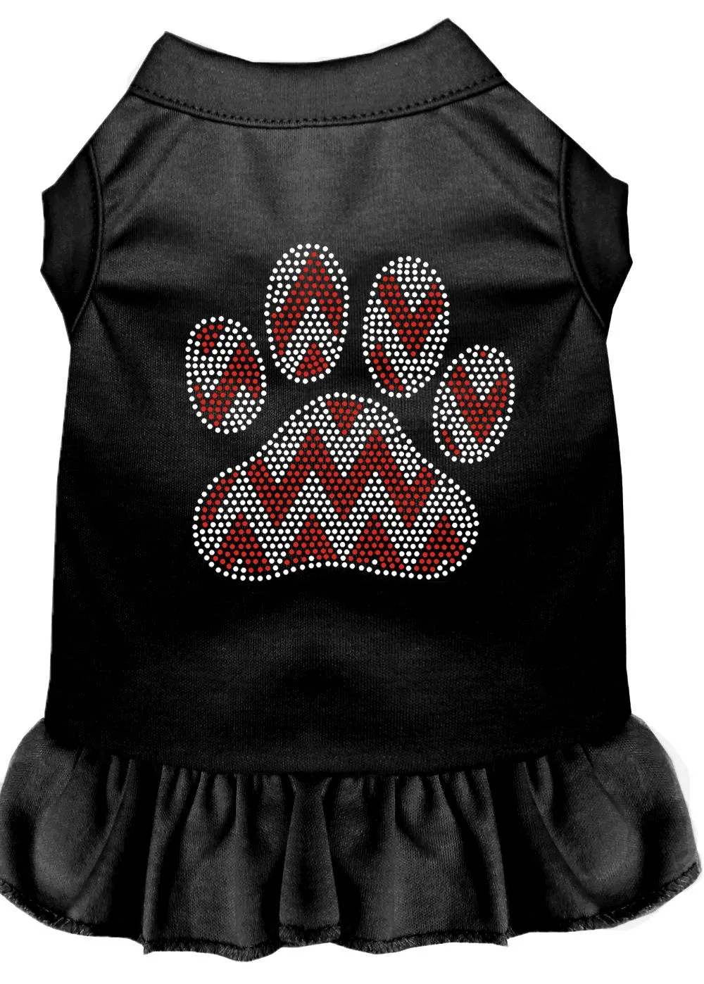 Candy Cane Chevron Paw Rhinestone Dog Dress Black Xxl (18)