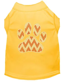 Candy Cane Chevron Paw Rhinestone Dog Shirt Yellow Med (12)