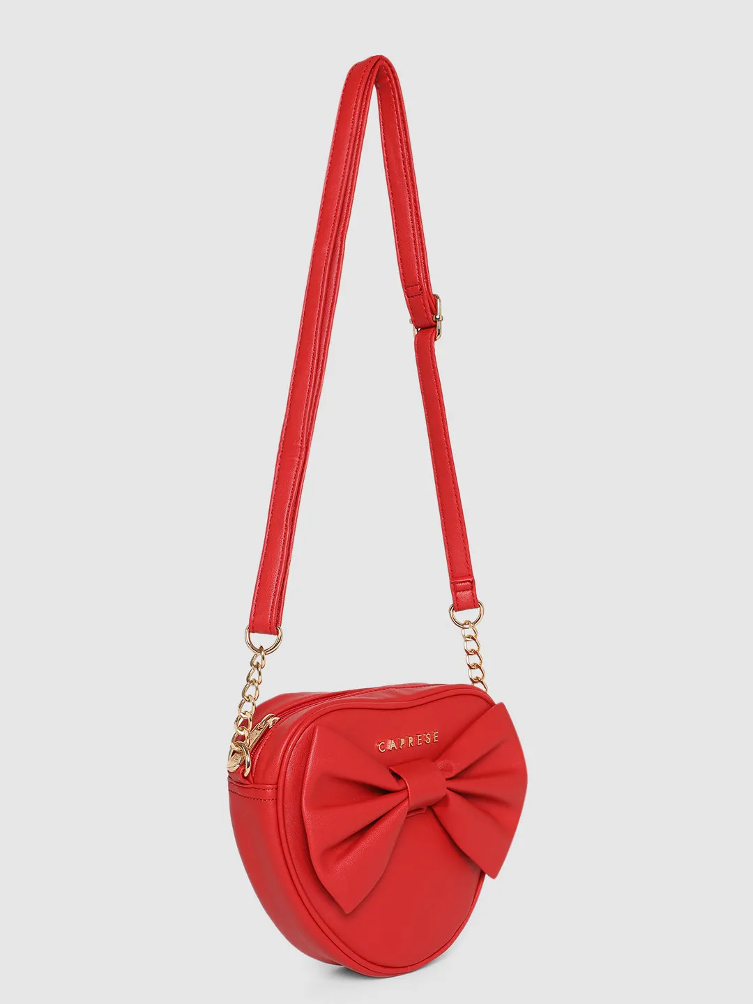 Caprese Emily In Paris Heart Shape With Bow Sling Bag Red