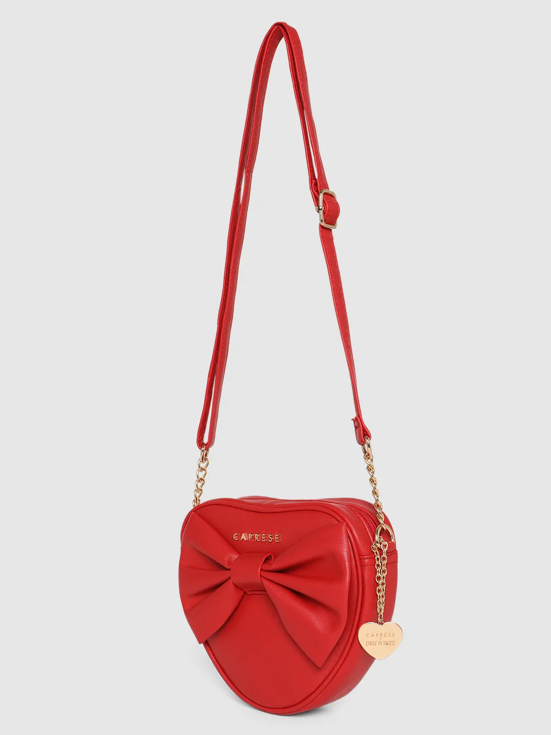 Caprese Emily In Paris Heart Shape With Bow Sling Bag Red