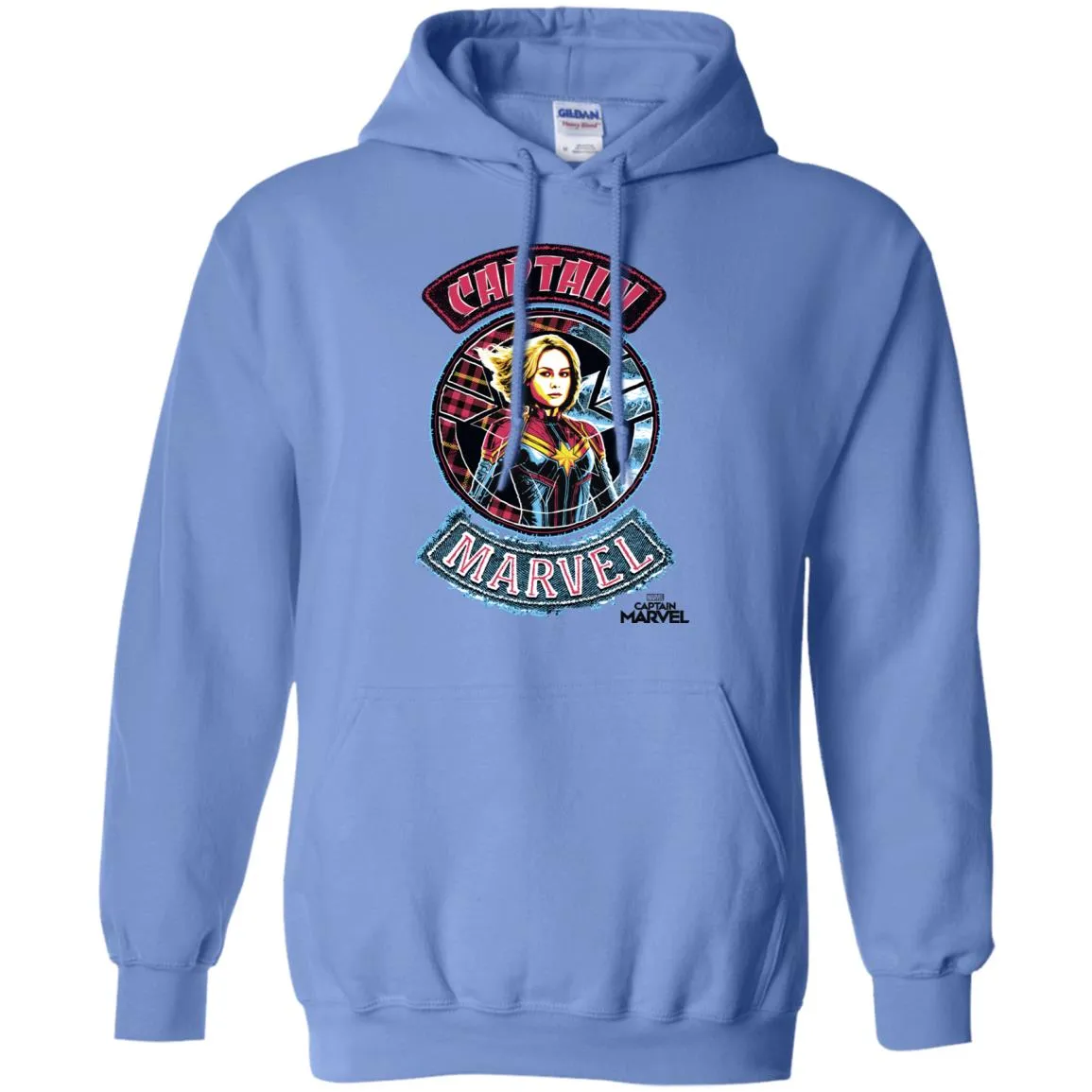 Captain Marvel Stitched Patched Portrait Pullover Hoodie Sweatshirt