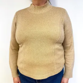 Caramel Beige Cashmere Turtle Neck Jumper Extra Large