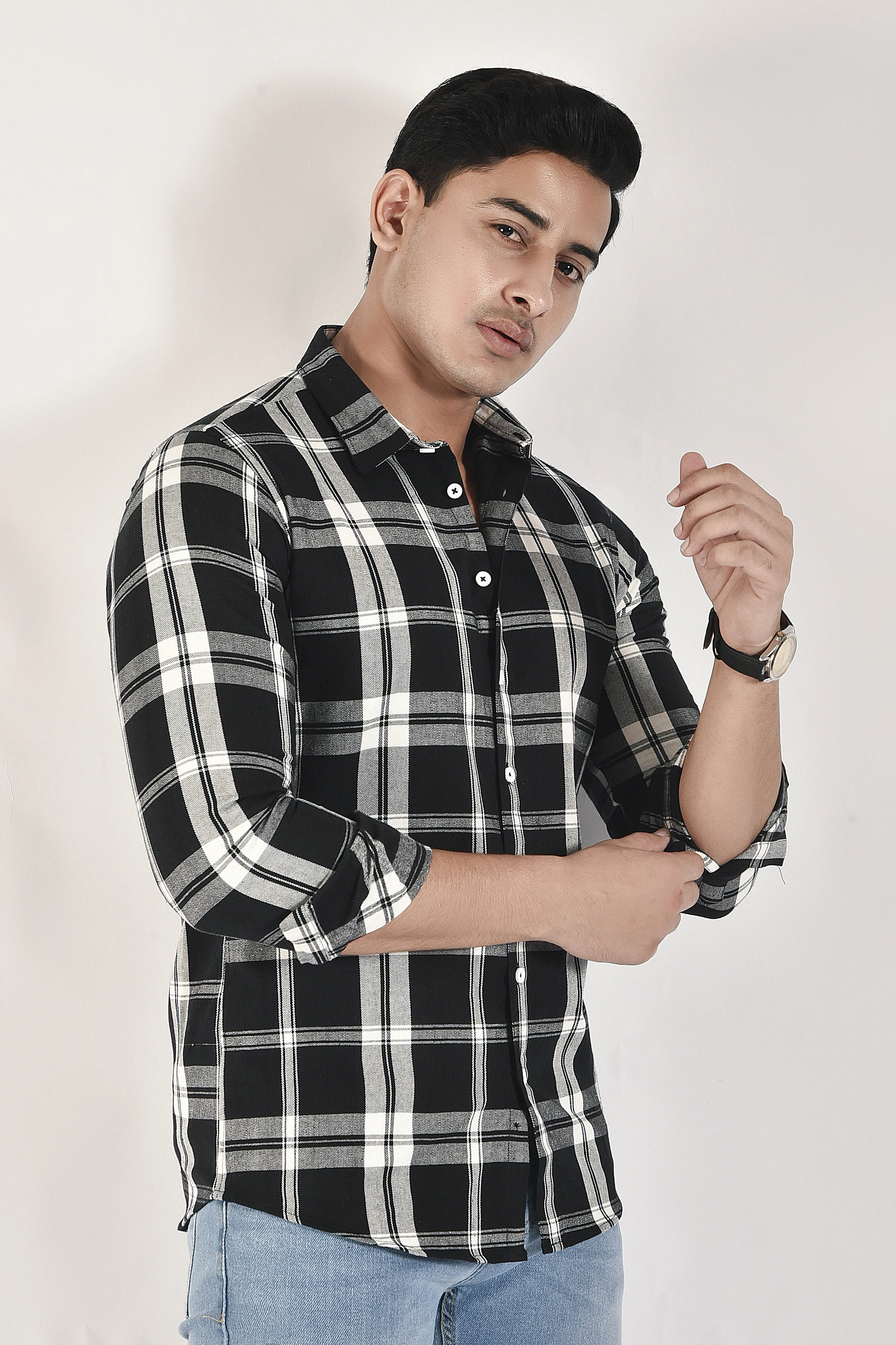 Carbon Black Checked Flannel Shirt