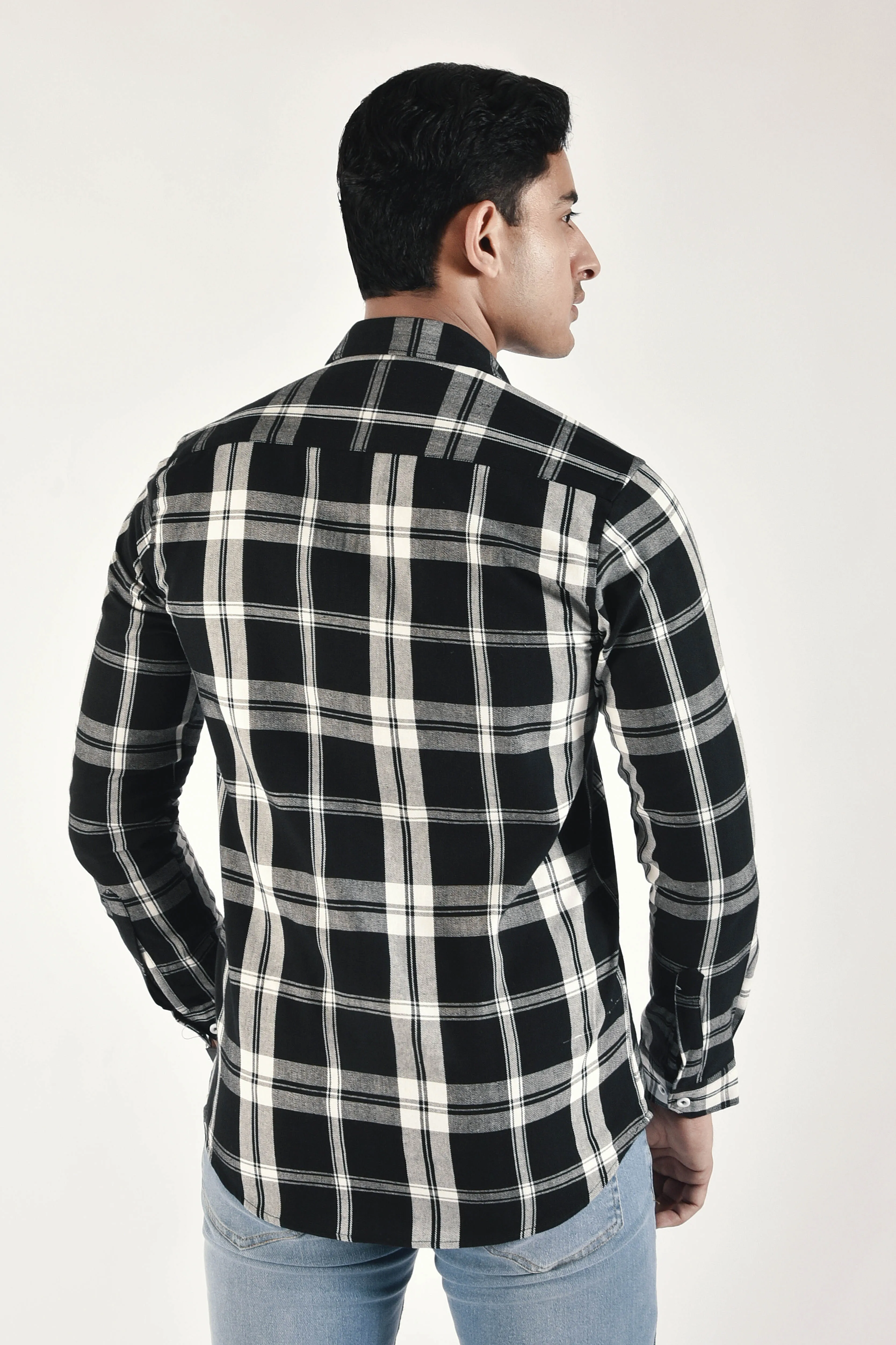 Carbon Black Checked Flannel Shirt