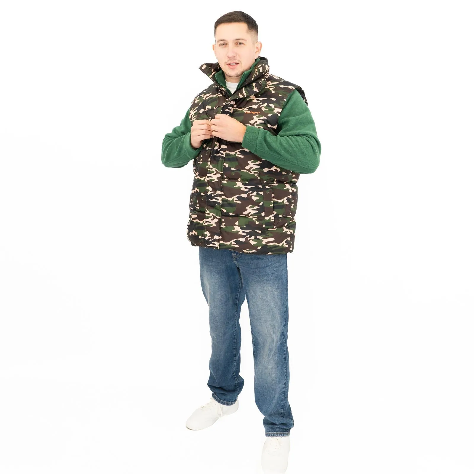 Carhartt Mens Danville Camouflage Gilet Full Zip Padded