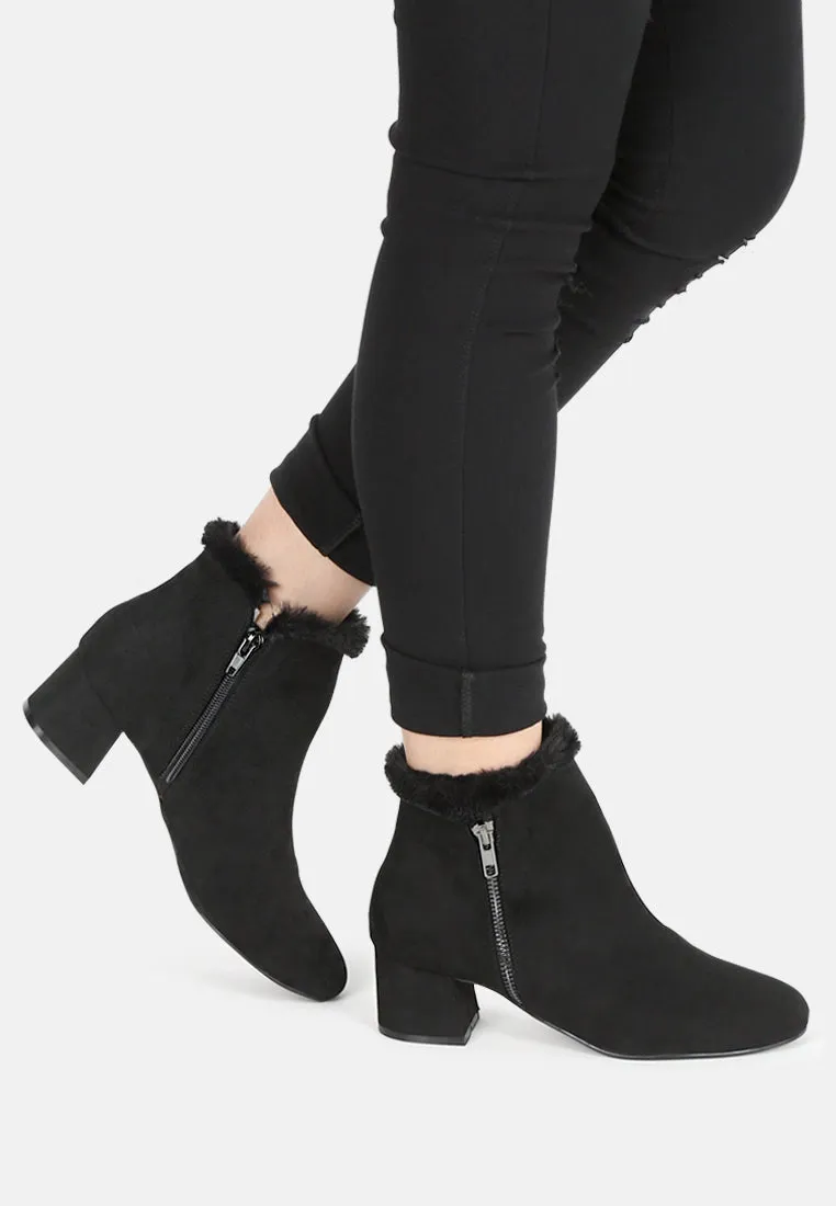 Carla Round Toe Zipper Ankle Boots