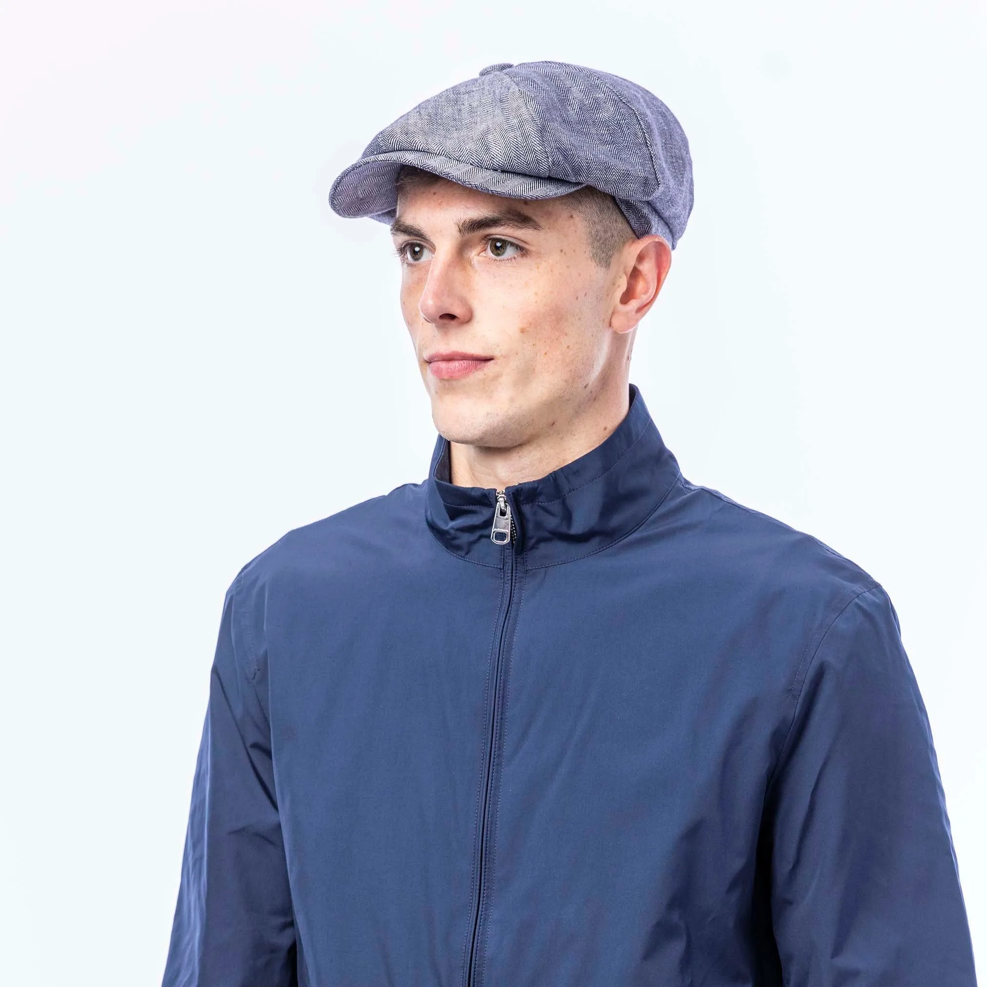 Carlyle Herringbone Linen Newsboy Cap