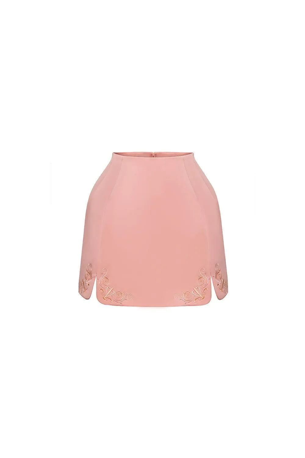 Caroline A-line Embroidered Taffeta Mini Skirt