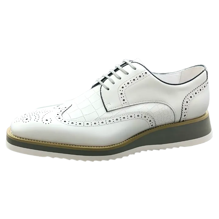 Carrucci White Lace-Up shoes wingtip oxford Genuine Leather Loafers