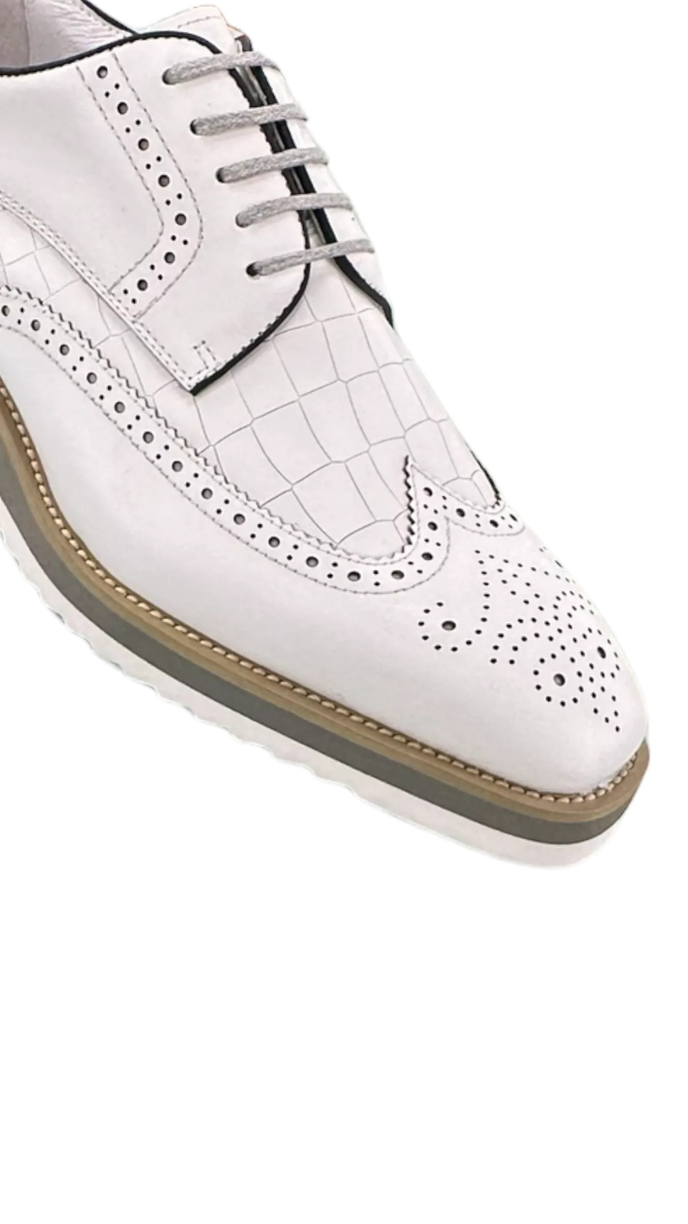 Carrucci White Lace-Up shoes wingtip oxford Genuine Leather Loafers