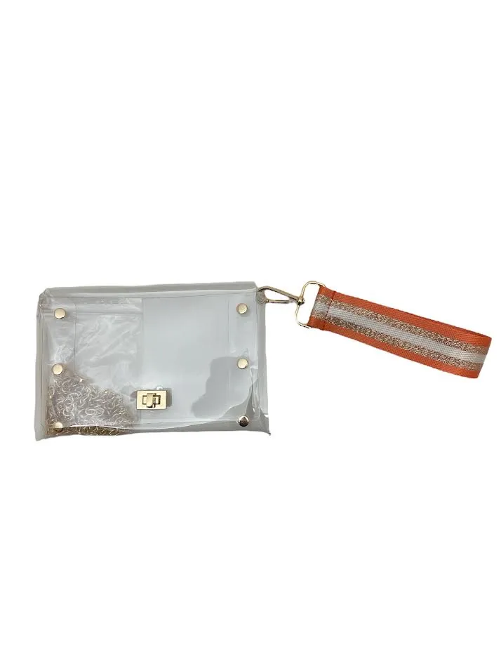 Carrying Kind Clear Wristlet Bag w/ Game Day Colored Strap