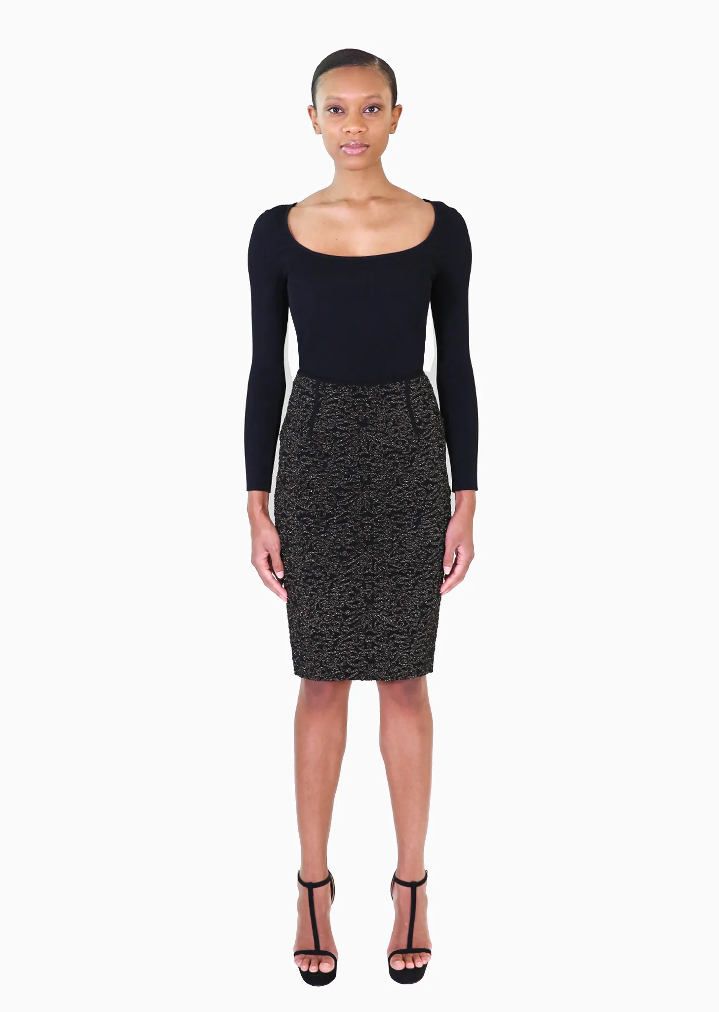 Carvel - Textured Brocade Slim Skirt