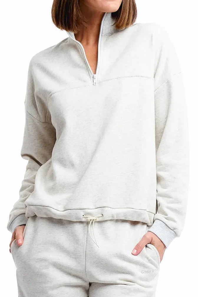 Casa Amuk WOMENS 1/4 ZIP JUMPER - WHITE MARLE