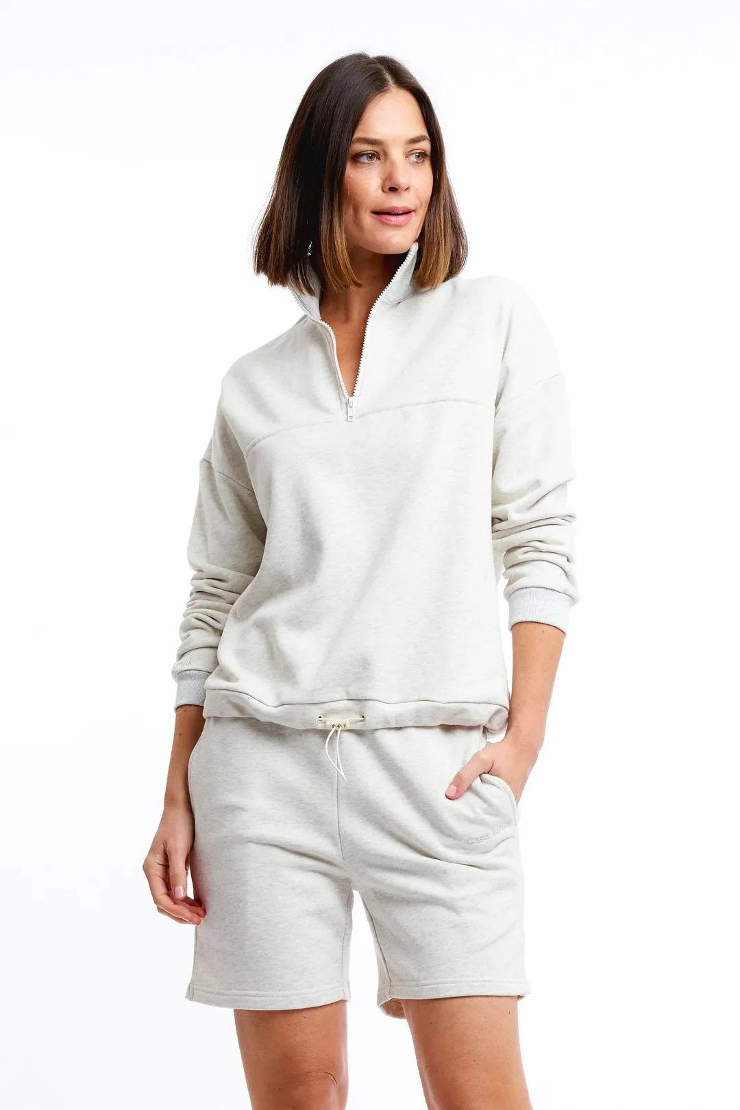 Casa Amuk WOMENS 1/4 ZIP JUMPER - WHITE MARLE