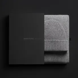 Cashmere Beanie & Scarf Gift Set - Grey Felt