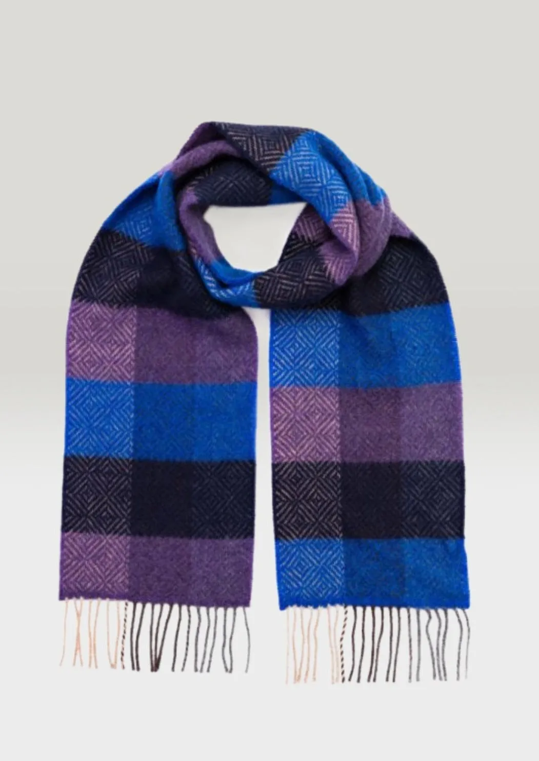 Cashmere Merino Scarf | Purple Blue Block