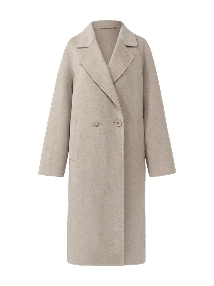 Cashmere Wool Notched Lapel Double-Faced Women Coat